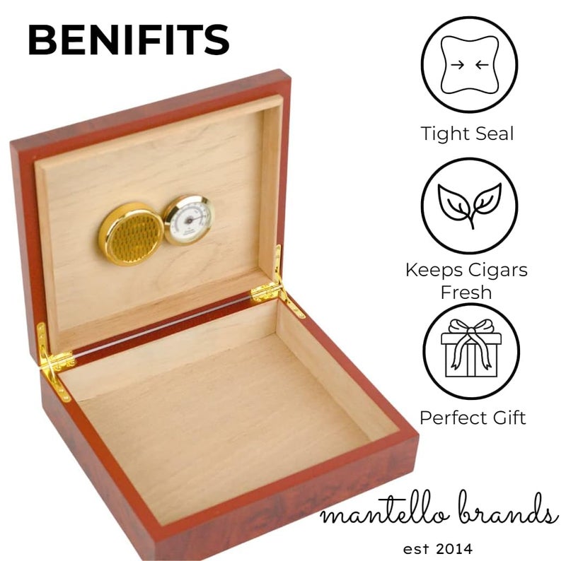 Mantello Cigars Premium Cigar Humidor for 25-50 Cigars - Elegant Humidor humidor with Hygrometer and Humidifier - Cedar Lined Cigar Box for Optimal Humidity Control - Image 3